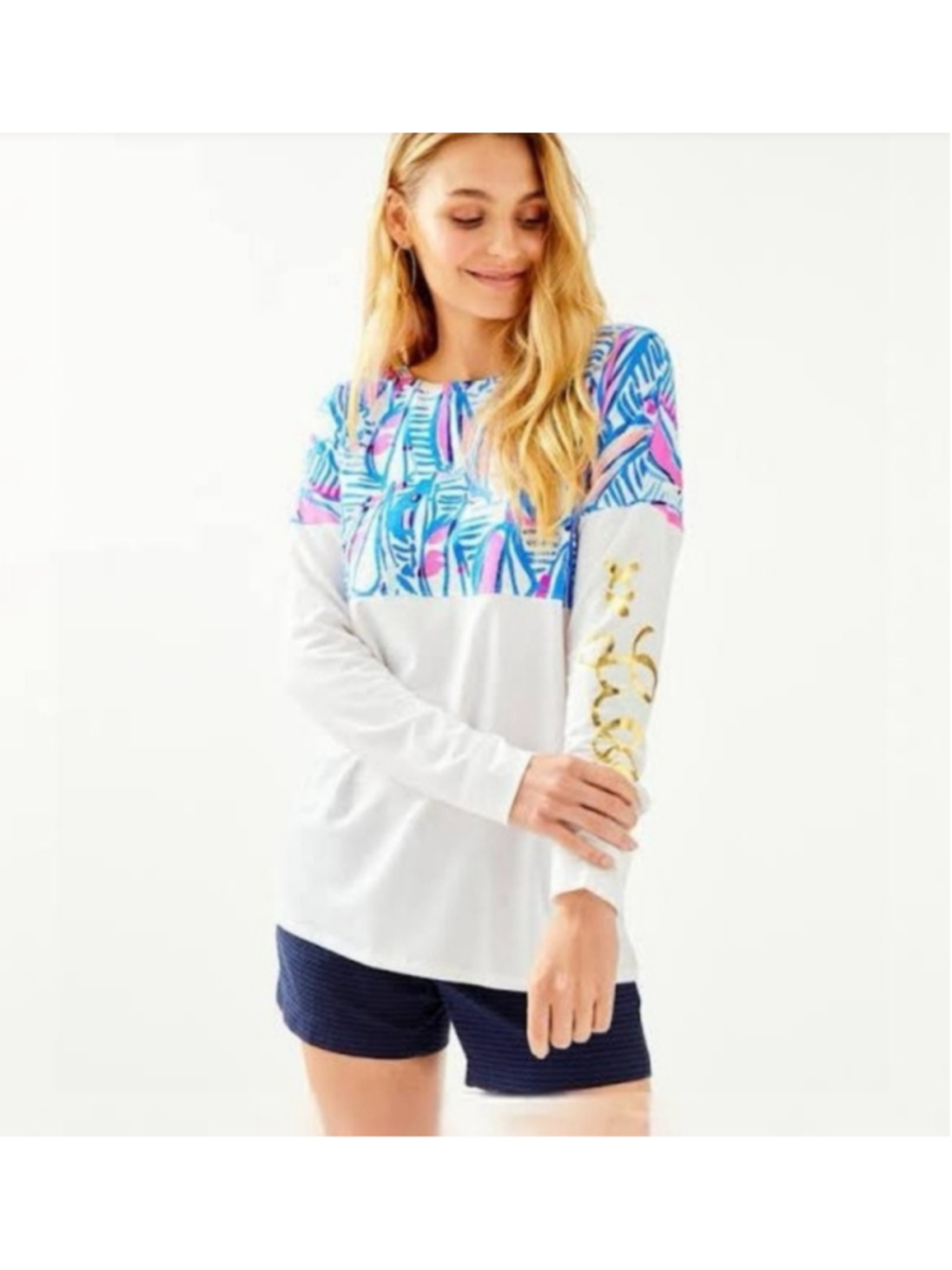 Lilly Pulitzer Finn Long Sleeve Shirt Tee Red Right Return XXS
